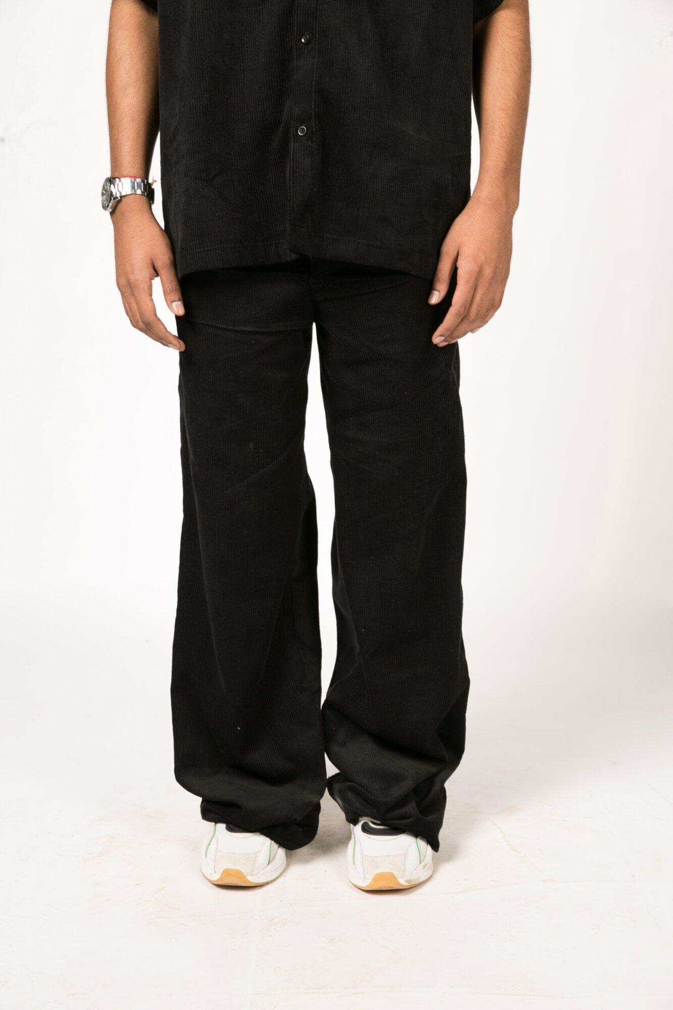 Jett Black Corduroy Oversized Trousers – VALTTA